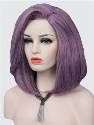 Short Ash Purple Bob Synthetic Lace Front Wig - FashionLoveHunter