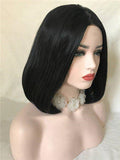 Short Black Swan Bob Synthetic Lace Front Wig - FashionLoveHunter