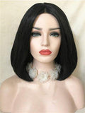 Short Black Swan Bob Synthetic Lace Front Wig - FashionLoveHunter