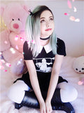 Short Black To Mint Green Bob Synthetic Lace Front Wig - FashionLoveHunter
