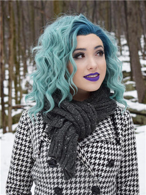 Short Borage Teal Green Ombre Synthetic Lace Front Wig - FashionLoveHunter
