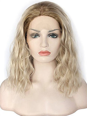 Short Brown To Light Golden Ombre Curly Synthetic Lace Front Wig