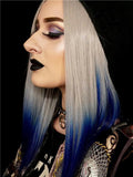 Short Centaury Silver Blue Ombre Synthetic Lace Front Wig - FashionLoveHunter