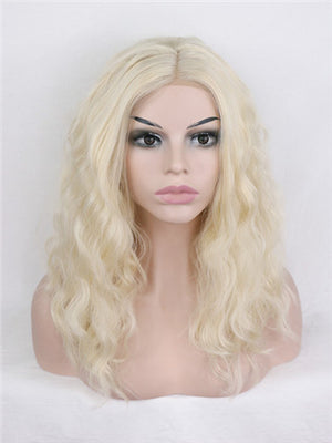 Short Champagne Blonde Curly Bob Synthetic Lace Front Wig - FashionLoveHunter