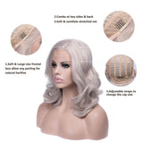 Short Cool Silver Grey Wavy Synthetic Lace Front Wig