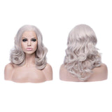 Short Cool Silver Grey Wavy Synthetic Lace Front Wig