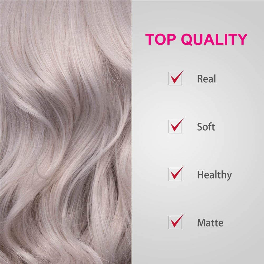 Short Cool Silver Grey Wavy Synthetic Lace Front Wig
