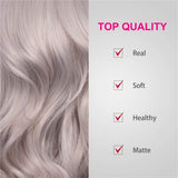 Short Cool Silver Grey Wavy Synthetic Lace Front Wig
