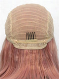 Short Coral Pink Bob Synthetic Lace Front Wig - FashionLoveHunter