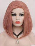 Short Coral Pink Bob Synthetic Lace Front Wig