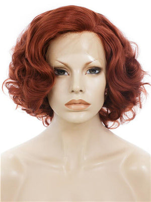 Short Dark Auburn Copper Bob Wave Synthetic Lace Front Wig