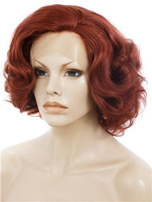 Short Dark Auburn Copper Bob Wave Synthetic Lace Front Wig