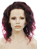 Short Burgundy Rihanna Style Wave Synthetic Lace Front Wig - FashionLoveHunter