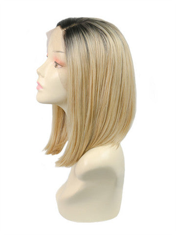Short Goldish Brown Ombre Bob Synthetic Lace Front Wig - FashionLoveHunter