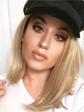 Short Goldish Brown Ombre Bob Synthetic Lace Front Wig - FashionLoveHunter