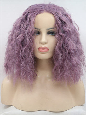 LILAC| LAVENDER OMBRÉ CURLY LACE FRONT WIG BOB Amazon.com : Smavida Lilac Bob Wigs Human Hair, 13X4 Bob  main image 3