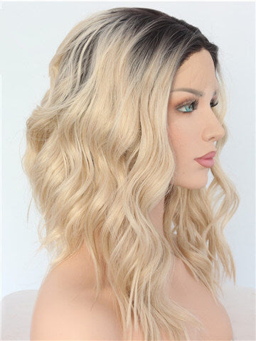 Short Light Golden Coast Wave Bob Synthetic Lace Front Wig
