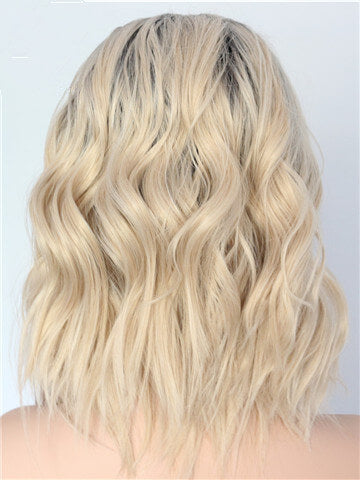 Short Light Golden Coast Wave Bob Synthetic Lace Front Wig