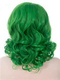 Short Lime Spring Green Wave Synthetic Lace Front Wig