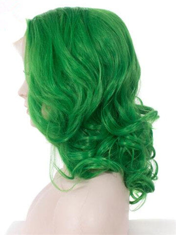 Short Lime Spring Green Wave Synthetic Lace Front Wig