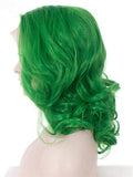 Short Lime Spring Green Wave Synthetic Lace Front Wig