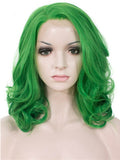 Short Lime Spring Green Wave Synthetic Lace Front Wig