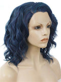Short Midnight Blue Wave Synthetic Lace Front Wig