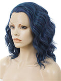 Short Midnight Blue Wave Synthetic Lace Front Wig