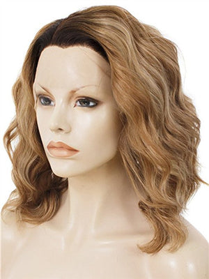 Short Ocher Ombre Wave Synthetic Lace Front Wig - FashionLoveHunter