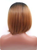 Short Peru Brown Ombre Bob Synthetic Lace Front Wig - FashionLoveHunter