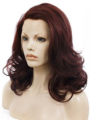 Short Reddish Brown Wavy Bob Synthetic Lace Front Wig - FashionLoveHunter
