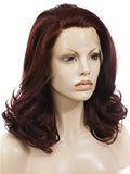 Short Reddish Brown Wavy Bob Synthetic Lace Front Wig - FashionLoveHunter