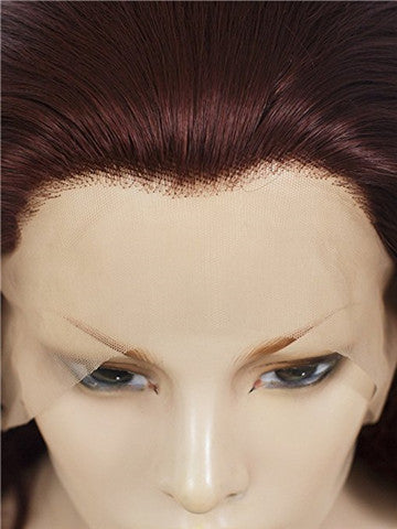 Short Reddish Brown Wavy Bob Synthetic Lace Front Wig - FashionLoveHunter