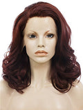 Short Reddish Brown Wavy Bob Synthetic Lace Front Wig