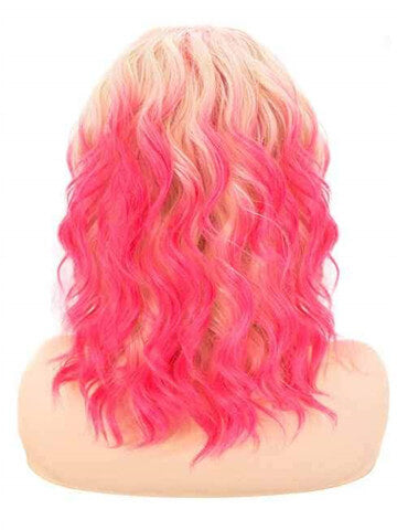 Short Rose Madder Pink Blonde Ombre Bob Synthetic Lace Front Wig