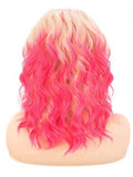 Short Rose Madder Pink Blonde Ombre Bob Synthetic Lace Front Wig