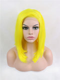 Short Scabish Lemon Yellow Synthetic Lace Front Wig - FashionLoveHunter