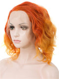 Short Tawny Daylily Ombre Flame Synthetic Lace Front Wig - FashionLoveHunter