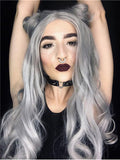 Long Pepper Silver Grey Wave Synthetic Lace Front Wig