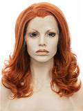 Middle Length Pumpkin Orange Sunset Wave Synthetice Lace front Wig