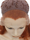 Middle Length Pumpkin Orange Sunset Wave Synthetice Lace front Wig - FashionLoveHunter