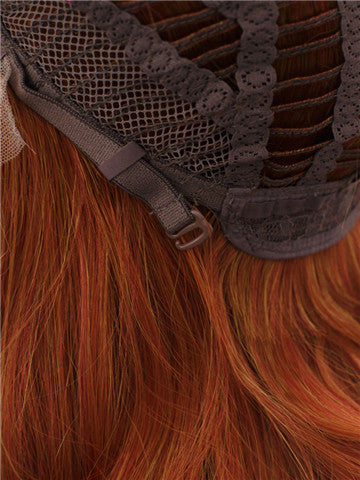 Middle Length Pumpkin Orange Sunset Wave Synthetice Lace front Wig - FashionLoveHunter