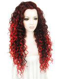 Long Auburn Red Ombre Wavy Curly Synthetice Lace front Wig - FashionLoveHunter