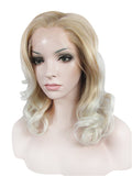 Short Ash Gold To Blonde Ombre Wave Bob Synthetice Lace front Wig - FashionLoveHunter