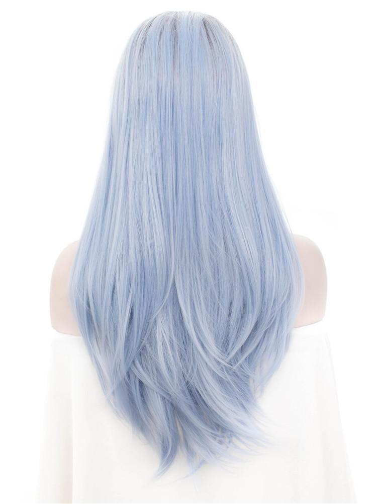 Long Azure Blue Synthetic Glueless Lace Front Wigs - Imstylewigs