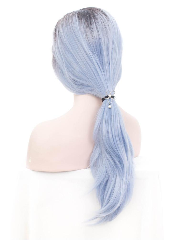 Azure Blue Long Straight Glueless Lace Front Wigs - Imstylewigs