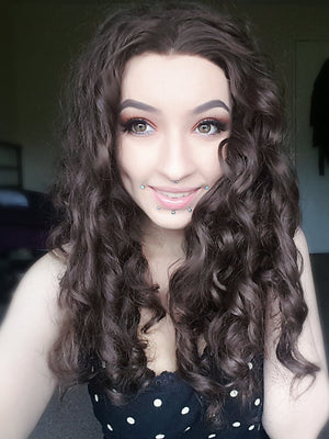 Brown Deep Curly Glueless Synthetic Lace Front Wigs - Imstylewigs