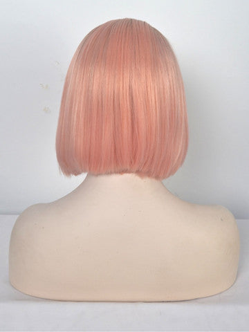 Short Minium Pink Bob Ombre Synthetic Lace Front Wig - FashionLoveHunter