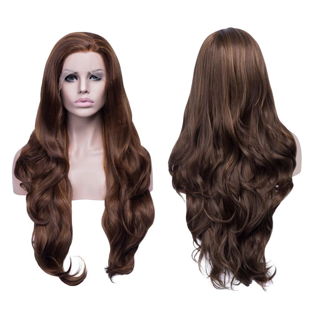 Long Highlight Blonde Wavy Glueless Lace Front Synthetic Wigs - Imstylewigs
