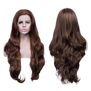 Long Highlight Blonde Wavy Glueless Lace Front Synthetic Wigs - Imstylewigs